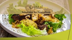  Presentation with liver - Presentation design having fried-liver-with-apples background and a yellow colored foreground