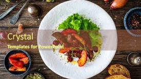  Presentation with liver - PPT theme consisting of fried-liver-with-apples background and a tawny brown colored foreground