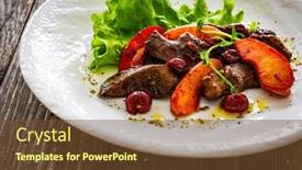  Presentation with liver - Presentation enhanced with fried-liver-with-apples background and a tawny brown colored foreground