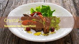  Presentation with liver - Theme consisting of fried-liver-with-apples background and a tawny brown colored foreground