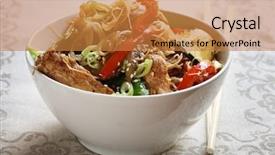  Presentation with beef pork chicken turkey - Presentation theme with fried meal - bowl of chicken or pork background and a gold colored foreground