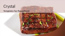  Presentation with roast beef - Slides consisting of fried meal - roast beef meat served background and a  colored foreground
