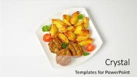  Presentation with plate tectonics earth - Slide set featuring fried meatballs on white background background and a white colored foreground