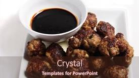  Presentation with dip - PPT theme enhanced with fried-meatballs-with-a-dip background and a wine colored foreground