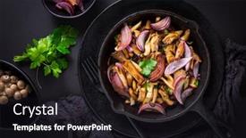  Presentation with super hero dog red - Slide set featuring fried-mushrooms-with-red-onions background and a wine colored foreground