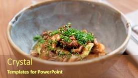  Presentation with soy sauce - PPT layouts with fried-mushrooms-with-soy-sauce background and a tawny brown colored foreground