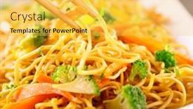  Presentation with soy sauce - Colorful PPT layouts enhanced with fried-noodles-with-vegetable backdrop and a yellow colored foreground