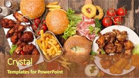  Presentation with hamburger - Beautiful slide deck featuring fried nuggets - assorted of american food french backdrop and a red colored foreground