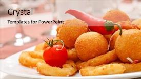  Presentation with onion - Colorful PPT theme enhanced with fried onion rings and cheese backdrop and a lemonade colored foreground