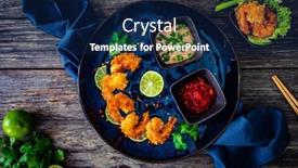  Presentation with sauces - Presentation theme with fried-panko-prawns-with-lime background and a navy blue colored foreground