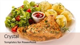  Presentation with stir fried bok choy - Cool new slides with fried pork chop boiled potatoes backdrop and a gold colored foreground