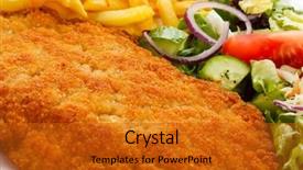  Presentation with vegetables - Beautiful presentation theme featuring fried pork chop french fries and vegetables backdrop and a gold colored foreground