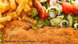  Presentation with vegetables - PPT layouts featuring fried-pork-chop-french-fries background and a gold colored foreground