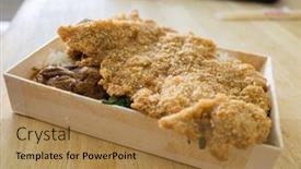  Presentation with lunch box - Presentation consisting of fried-pork-chop-lunch-box background and a coral colored foreground