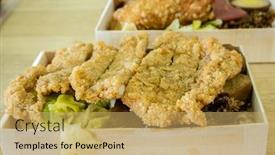  Presentation with lunch box - Amazing presentation theme having fried-pork-chop-lunch-box backdrop and a yellow colored foreground