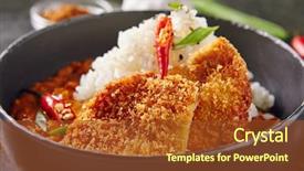  Presentation with red chilli - Beautiful slide set featuring fried pork fillet with curry backdrop and a tawny brown colored foreground