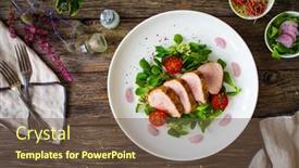  Presentation with vegetables - Presentation enhanced with fried-pork-loin-with-fresh background and a tawny brown colored foreground