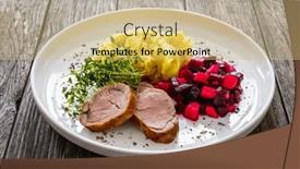  Presentation with potato - Slides featuring fried-pork-loin-with-potato background and a soft green colored foreground