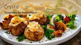  Presentation with onion - Slides consisting of fried-pork-meatballs-with-fried background and a yellow colored foreground