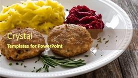  Presentation with wooden - Slide deck consisting of fried-pork-meatballs-with-mashed background and a tawny brown colored foreground