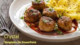  Presentation with potato - PPT layouts enhanced with fried-pork-meatballs-with-potato background and a tawny brown colored foreground