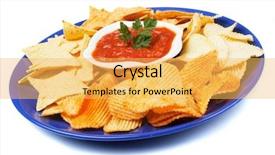  Presentation with dip - Colorful PPT layouts enhanced with fried potato chips with homemade salsa dip sauce backdrop and a yellow colored foreground