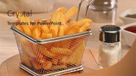  Presentation with sauces - Slide set with fried potatoes chest and sauces dip background and a coral colored foreground