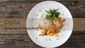  Presentation with rice - Slides featuring fried-prawns-with-boiled-white background and a coral colored foreground