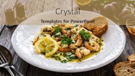  Presentation with thyme - Slide deck having fried-prawns-with-thyme background and a yellow colored foreground