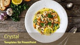  Presentation with thyme - Presentation with fried-prawns-with-thyme background and a violet colored foreground