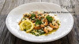  Presentation with thyme - PPT theme having fried-prawns-with-thyme background and a soft green colored foreground