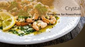  Presentation with thyme - Theme with fried-prawns-with-thyme background and a gold colored foreground