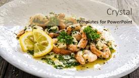  Presentation with thyme - Slide set consisting of fried-prawns-with-thyme background and a coral colored foreground