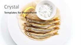  Presentation with sea rainbow - Presentation design enhanced with fried-rainbow-smelt-fish background and a white colored foreground