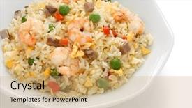  Presentation with rice - Slide deck enhanced with fried rice chinese cuisine yangzhou background and a coral colored foreground
