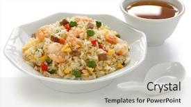  Presentation with rice - Amazing PPT theme having fried rice chinese cuisine yangzhou backdrop and a soft green colored foreground