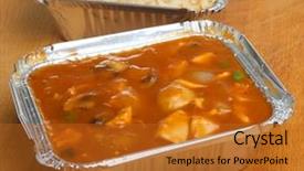  Presentation with chicken curry - PPT theme consisting of fried rice in takeaway foil background and a  colored foreground