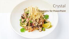  Presentation with eat - PPT theme having fried-rice-with-eat background and a soft green colored foreground