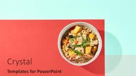  Presentation with nasi goreng fried rice - Presentation design with fried-rice-with-egg-chicken background and a red colored foreground