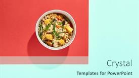  Presentation with nasi goreng fried rice - Presentation enhanced with fried-rice-with-egg-chicken background and a cool aqua colored foreground