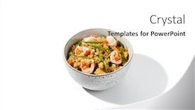  Presentation with nasi goreng fried rice - Slides enhanced with fried-rice-with-egg-shrimps background and a white colored foreground