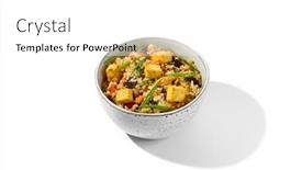  Presentation with fried chicken - Slide set with fried-rice-with-vegetables-chicken background and a  colored foreground