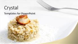  Presentation with pearl - Cool new slide set with fried saint jacques mollusc with pearl barley risotto backdrop and a white colored foreground