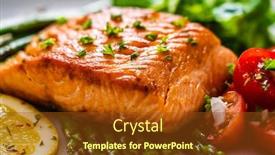  Presentation with asparagus - Beautiful slide deck featuring fried-salmon-and-asparagus backdrop and a tawny brown colored foreground