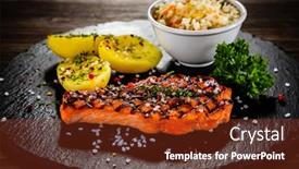  Presentation with cabbage - Slides consisting of fried-salmon-butterfly-steak background and a tawny brown colored foreground