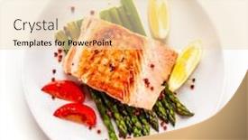  Presentation with film black and white - Amazing slide set having fried-salmon-fillet-with-asparagus backdrop and a lemonade colored foreground