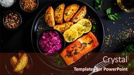  Presentation with cabbage - Beautiful PPT theme featuring fried-salmon-fillet-with-fried backdrop and a tawny brown colored foreground
