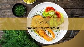  Presentation with salmon - Slide deck with fried-salmon-steak-and-fresh background and a yellow colored foreground