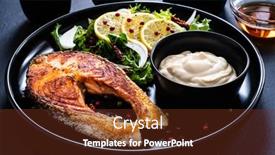  Presentation with mayonnaise - Slides with fried-salmon-steak-mayonnaise background and a tawny brown colored foreground