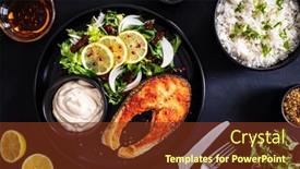  Presentation with mayonnaise - PPT theme enhanced with fried-salmon-steak-with-basmati background and a tawny brown colored foreground